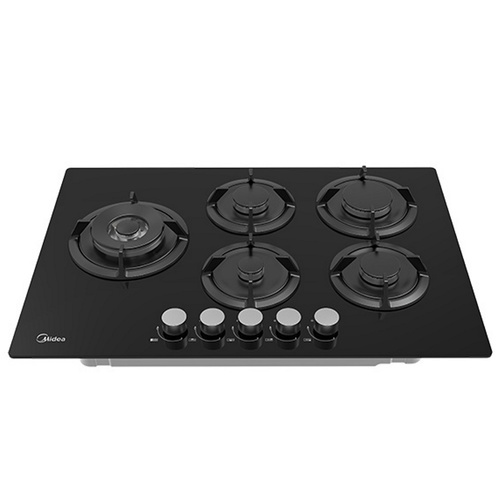 כיריים גז זכוכית - 5 להבות Midea דגם Defendi 75GP503-B זכוכית שחורה