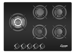 כיריים גז 5 להבות Luxor לוקסור LUX-705-CIGB זכוכית שחורה