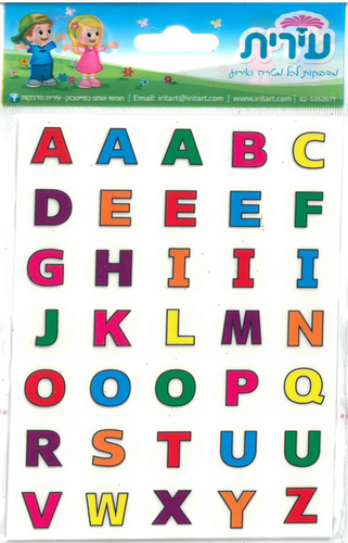 10 דפי מדבקות ABC צבעוני רקע שקוף