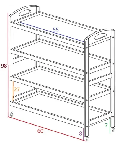 עגלת שירות למטבח 4 קומות (DIN2)