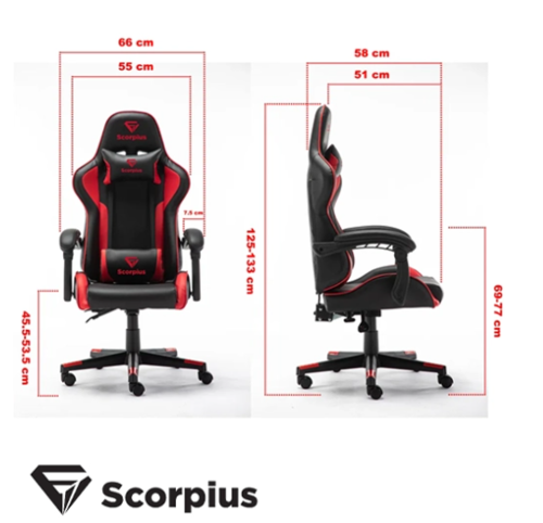 כיסא גיימינג SCORPIUS LIFE בצבע שחור ואדום