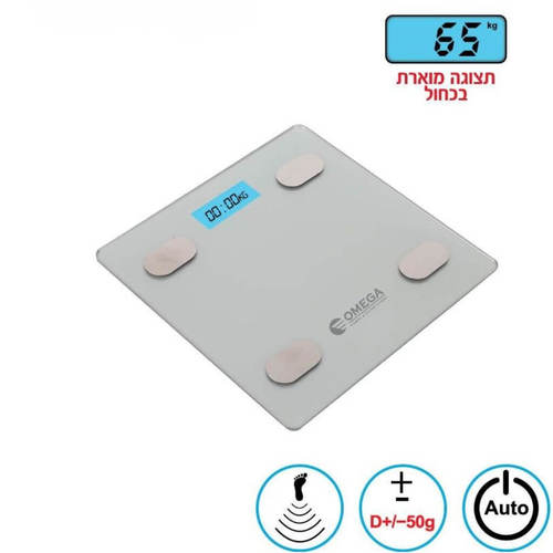 משקל אדם דיגיטלי חכם עם אפלייקציה OMEGA OM-BT8003APP אומגה זכוכית