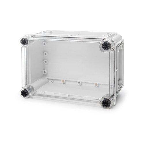  קופסת CI3 נמוכה עם בסיס אפור, מכסה שקוף 250X175X130 