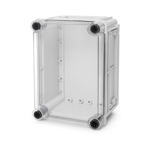  קופסת CI3 נמוכה עם בסיס אפור, מכסה שקוף 250X175X130 
