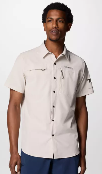 חולצה קצרה לגבר SUMMIT VALLEY WOVEN SS בז - Columbia