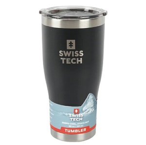 כוס שתייה תרמית SwissTech ST071007 שחורה עם בידוד כפול ואקום ופלדת אל-חלד 304