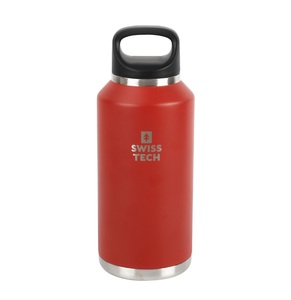 : בקבוק שתייה תרמי SwissTech ST075005 אדום עם ידית נשיאה, דופן ואקום כפולה ופלדת אל-חלד