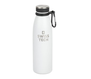 בקבוק שתייה תרמי SwissTech ST075050 לבן עם דופן ואקום כפולה, ציפוי נחושת פנימי וטבעת נשיאה מתכתית