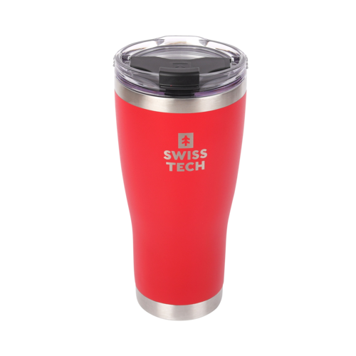 כוס שתייה תרמית SwissTech ST077001 אדומה עם פיית שתייה, דופן ואקום כפולה ופלדת אל-חלד 304