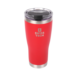 כוס שתייה תרמית SwissTech ST077001 אדומה עם פיית שתייה, דופן ואקום כפולה ופלדת אל-חלד 304