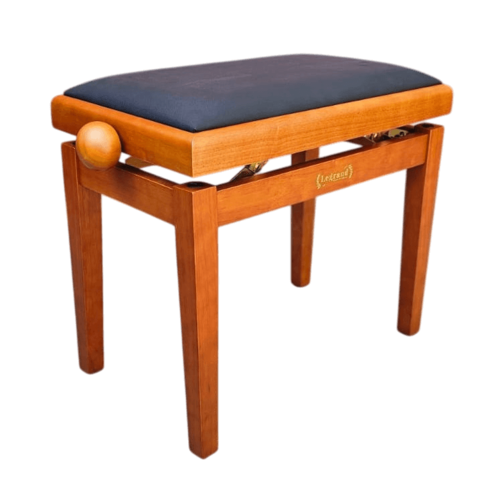 כסא פסנתר מתכוונן בצבע חום מאט עם טופ שחור דמוי עור PB18 מבית Legrand