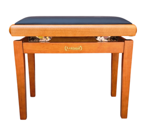 כסא פסנתר מתכוונן בצבע חום מאט עם טופ שחור דמוי עור PB18 מבית Legrand