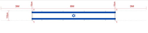 דגל ישראל בד שריג לבניין 110X800 עם רצועות חיזוק