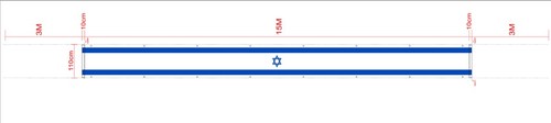 דגל ישראל בד שריג לבניין 110X1500 עם רצועות חיזוק