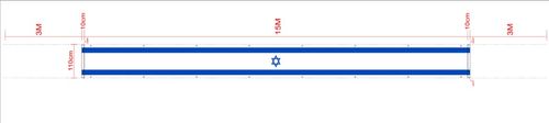 דגל ישראל בד שריג לבניין 110X1800 עם רצועות חיזוק