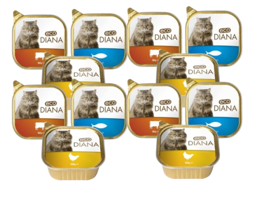 12 יח' דיאנה שימורים מזון מלא לחתולים 100X12 גר' Diana pouch