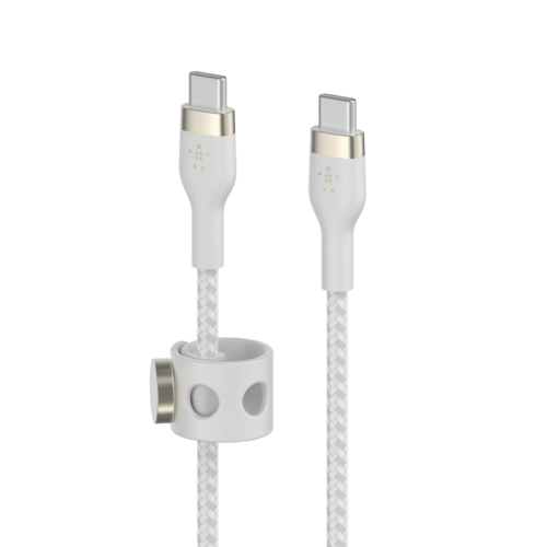 כבל USB-C ל- USB-C קלוע באורך 1 מ’ לבן