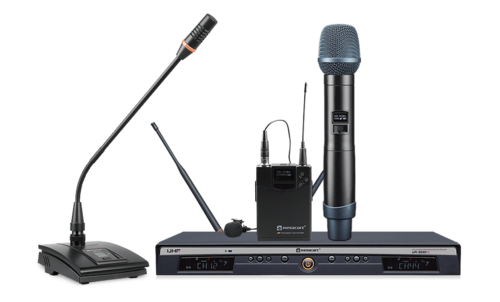 סט מיקרופון אלחוטי דו ערוצי ידני+דש Relacart UR-222D