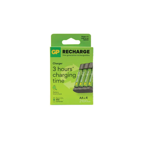מטען + 4 סוללות AA 2100 RECHARGE דגם GP441 חיבור USB 