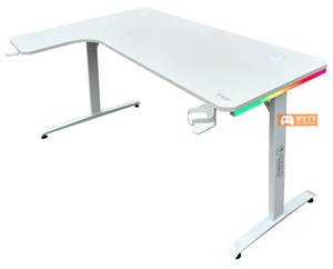 DRAGON שולחן גיימינג פינתי שמאל תאורת RGB אורך 160*100 ס"מ לבן