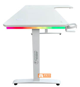 DRAGON שולחן גיימינג פינתי ימין תאורת RGB אורך 160*100 ס"מ לבן