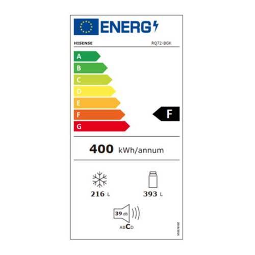 מקרר 4 דלתות 609 ליטר Hisense RQ72-BGK זכוכית שחורה הייסנס