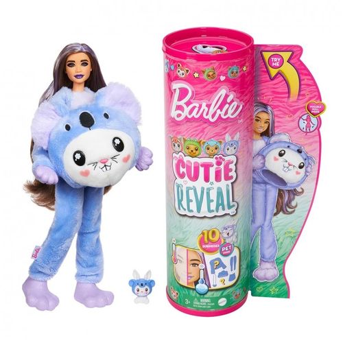 בובת ברבי סדרת Cutie עם תחפושת ארנב פרוותית ו 10 הפתעות וחיית מחמד