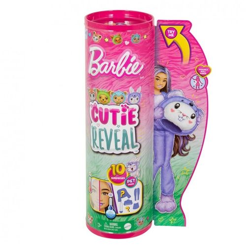 בובת ברבי סדרת Cutie עם תחפושת ארנב פרוותית ו 10 הפתעות וחיית מחמד