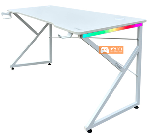 DRAGON שולחן גיימינג תאורת RGB אורך 150 ס"מ דגם K לבן