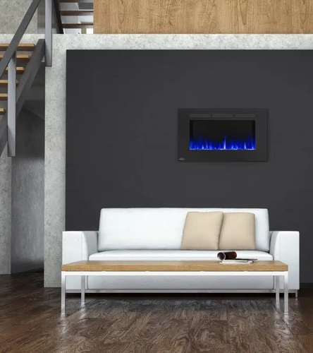 קמין חשמלי NAPOLEON דגם NEFL42FH-EU-IL 42 אינץ' עם להבות LED צבעוניות, אבני קריסטל ופרופיל דק של 12.7 ס
