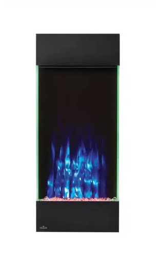 קמין חשמלי אנכי NAPOLEON ALLURE 38 דגם NEFVC38H-EU - עיצוב ורטיקלי מודרני עם תאורת LED רב-גונית ואבנים שחורות