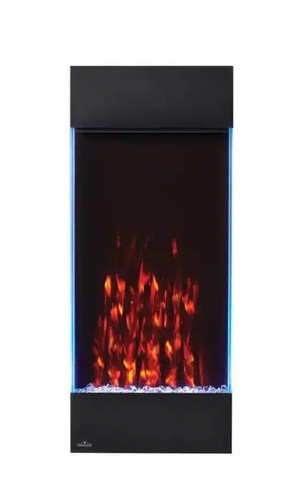 קמין חשמלי אנכי NAPOLEON ALLURE 38 דגם NEFVC38H-EU - עיצוב ורטיקלי מודרני עם תאורת LED רב-גונית ואבנים שחורות