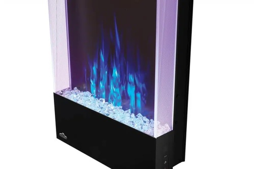 קמין חשמלי אנכי NAPOLEON ALLURE 38 דגם NEFVC38H-EU - עיצוב ורטיקלי מודרני עם תאורת LED רב-גונית ואבנים שחורות