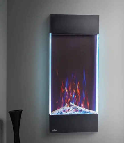 קמין חשמלי אנכי NAPOLEON ALLURE 38 דגם NEFVC38H-EU - עיצוב ורטיקלי מודרני עם תאורת LED רב-גונית ואבנים שחורות