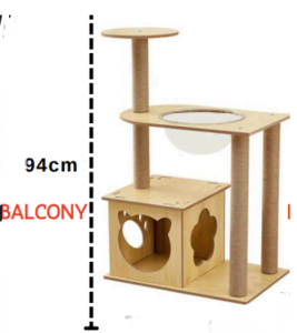 מתקן גירוד וטיפוס לחתול BALCONY מידות 94*40*60 ס"מ - פטסלנד