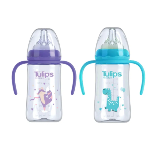 בקבוק האכלה רחב עם ידיות ללא ביספנול Tulips A 