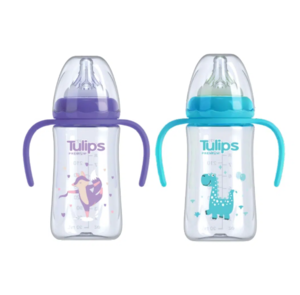 בקבוק האכלה רחב עם ידיות ללא ביספנול Tulips A 