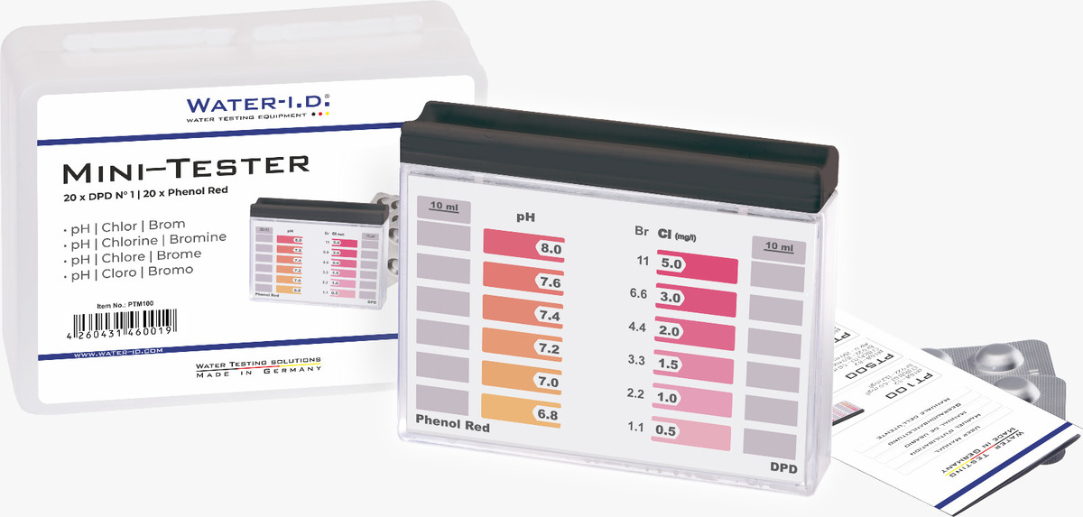 ערכת בדיקה מבחנות כלור ו PH מבית WATER-I.D , גרמניה