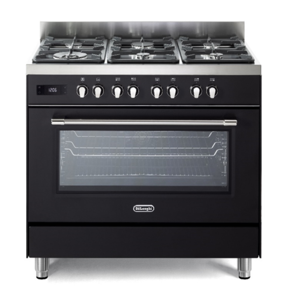 תנור משולב כיריים גז 6 להבות Delonghi דלונגי דגם PRO966MA שחור