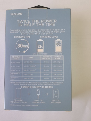 מטען חשמל מהיר 20W + כבל 1 מטר TYPE C טקליין