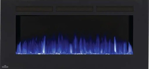 קמין חשמלי Napoleon PURVIEW 42 אינץ' עם מצע אבני קריסטל, להבות LED בצבעי כתום ולבן, שלוש אפשרויות התקנה וחימום אפקטיבי לחללים עד 35 מ