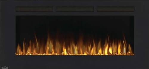 קמין חשמלי Napoleon PURVIEW 42 אינץ' עם מצע אבני קריסטל, להבות LED בצבעי כתום ולבן, שלוש אפשרויות התקנה וחימום אפקטיבי לחללים עד 35 מ