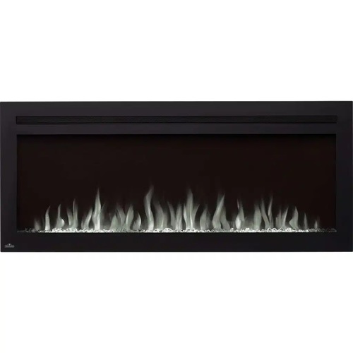 קמין חשמלי Napoleon PURVIEW 50 אינץ' עם מצע אבני קריסטל, להבות LED בצבעי כתום ולבן, שלוש אפשרויות התקנה ורוחב מרשים של 127 ס