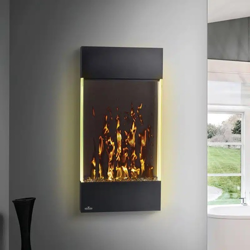 קמין חשמלי אנכי Napoleon ALLURE 32 עם מיטת גחלים LED, להבות דינמיות ב-6 צבעים ופנסי תאורה צדדיים בעיצוב אנכי ייחודי ומרהיב