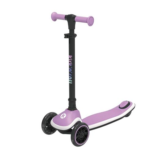 קורקינט 3 גלגלים מתקפל X2 Flash עם אורות בגלגלים ובלוח ומצבי גובה - סגול