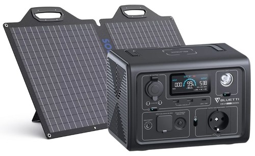 מארז תחנת כוח ניידת ופאנל סולארי Bluetti EB3A 700W + BigBlue 100W