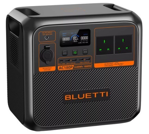 מארז תחנת כוח ניידת ופאנל סולארי Bluetti AC180P 1440Wh + BigBlue 200W