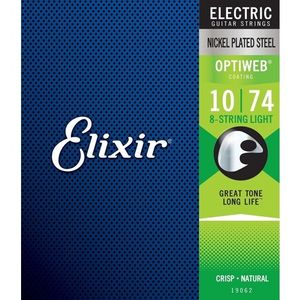 סט מיתרים לחשמלית 8 מיתרים Elixir Optiweb 0.10-0.74