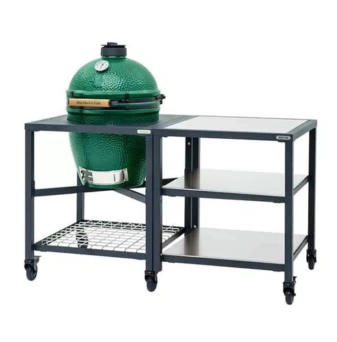 שולחן מעמד מודולרי BGE L big green egg עשוי אלומיניום עם ציפוי POWDER COATING, הכולל רשת נירוסטה לאחסון, מותאם במיוחד לגריל בגודל L