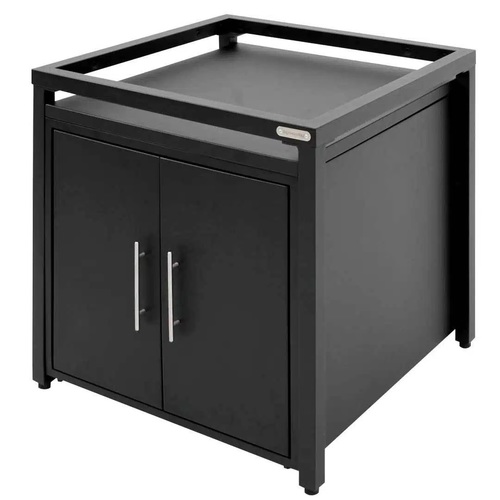יחידת ארון מודולרית BGE LARGE/XL/MEDIUM בצבע שחור עם דלתות כפולות, עמידה למים ומתחברת לשולחן המודולרי של BIG GREEN EGG